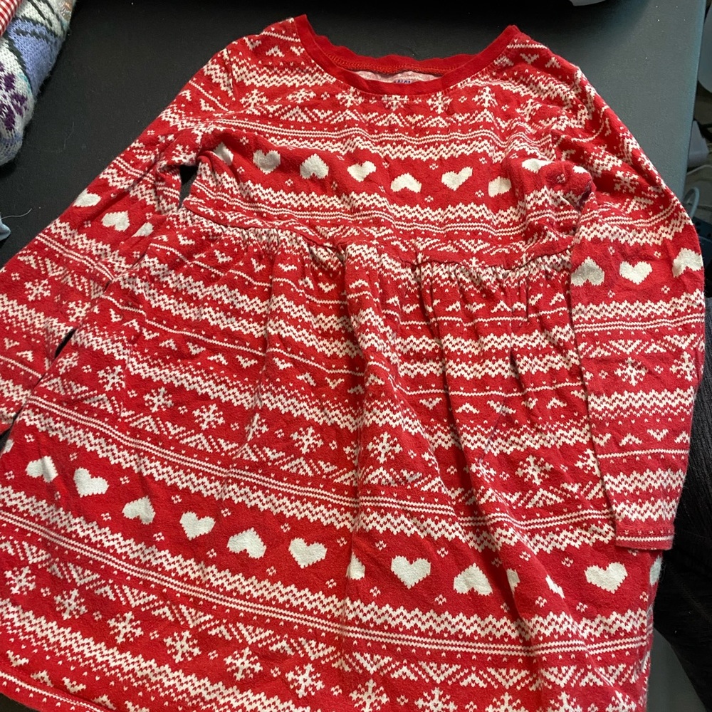 Fair Isle Hearts Holiday Dress, Long Sleeve, Size 3T